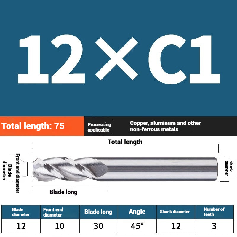 1119-PQT tip chamfering milling cutter C angle alloy milling cutter C mouth tungsten steel cutter beveled end milling cutter 45 degrees angle round nose C1C2 Shandong Denso Pricision Tools Co.,Ltd.